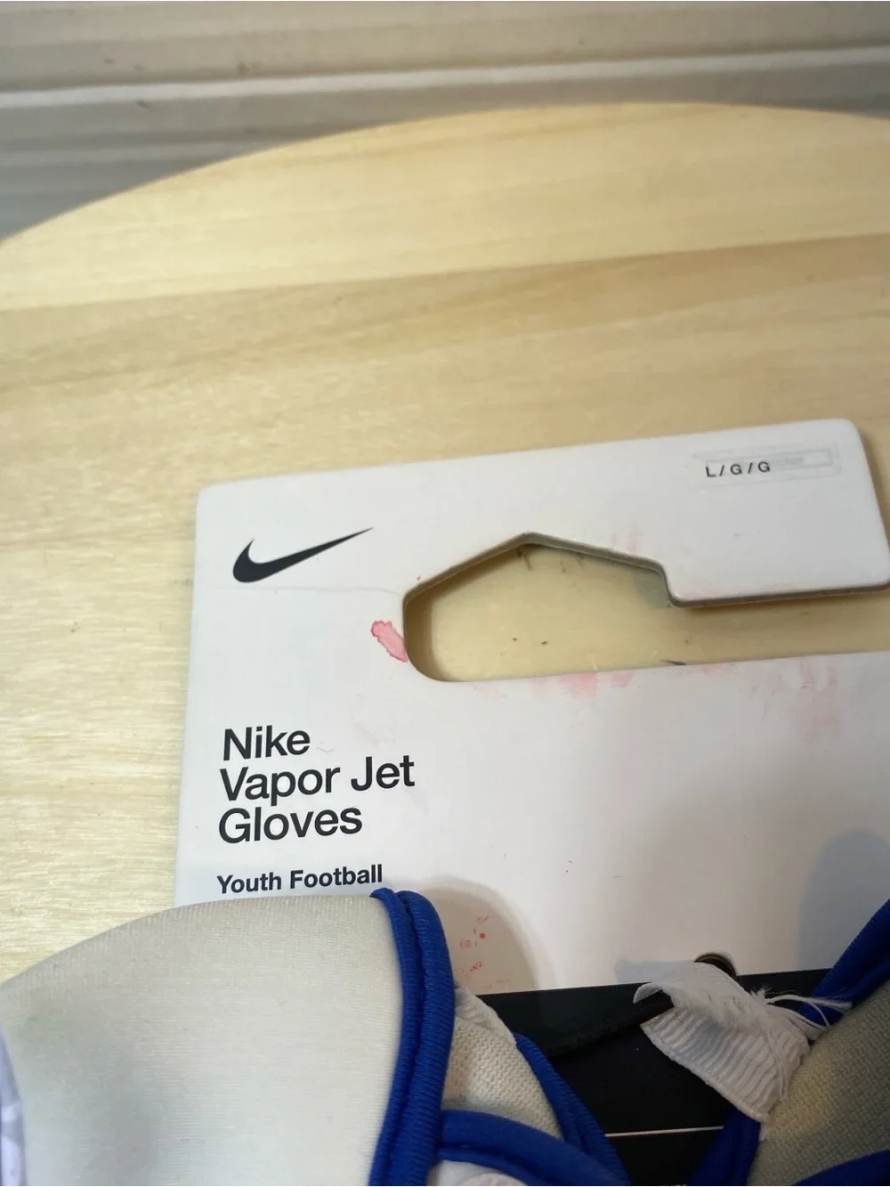 Nike Vapor Jet 8.0 Youth Football Gloves Size L / YL White Blue Red NWT